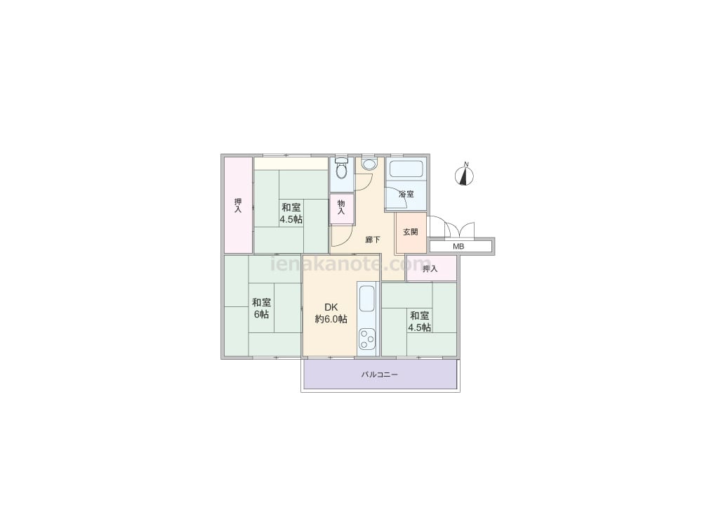 間取りID: 2234）49.00平米の3DK - イエナカ手帖